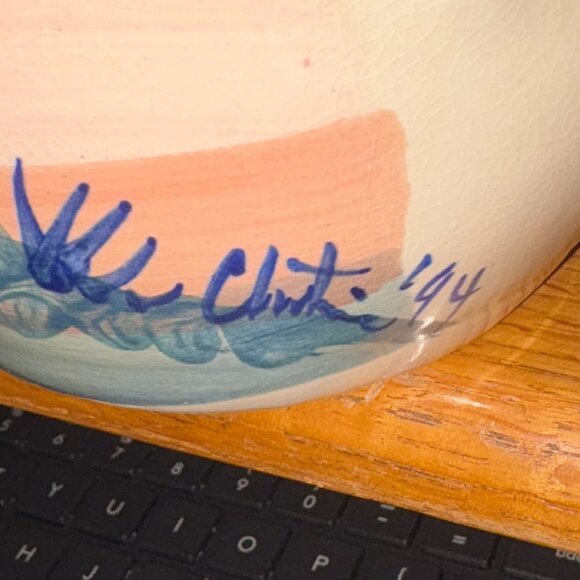 Ellis Prod Pottery Vintage Clay Pitcher with Desert Motif Signed by Artist 1994 - Picture 7 of 7